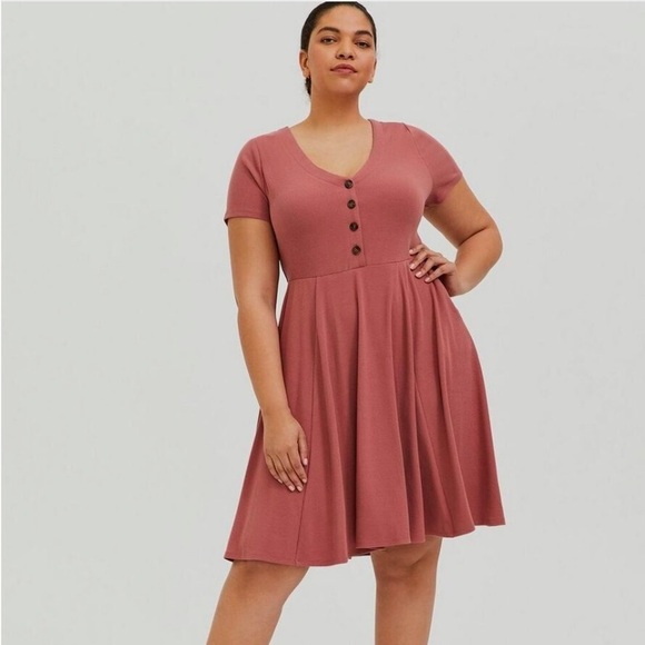 Mini Rib Button-Down Skater Dress - Picture 1 of 2